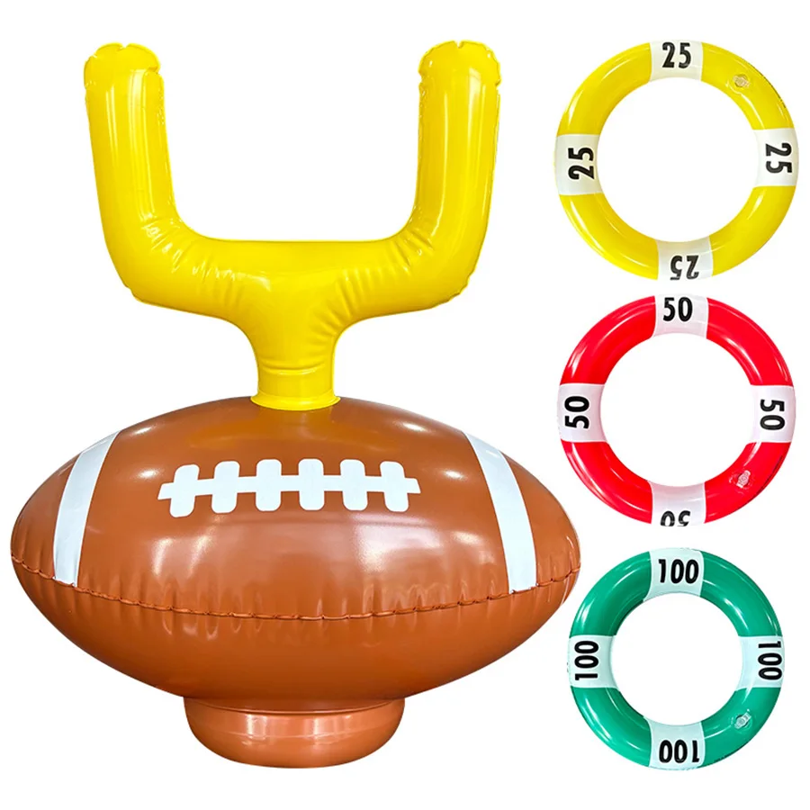 複数のプレイスタイルのインフレータブルラグビーフープデザインゲーム PVC 素材フープビーチ休暇ゲーム小道具とお土産