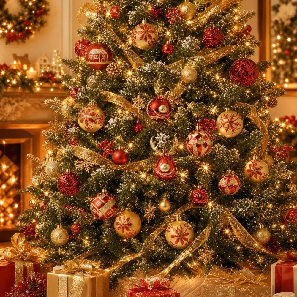 22 pièces/ensemble, boules de Noël durables de 6 cm, brillantes et créatives, décorations de sapin de Noël, ornements de fête