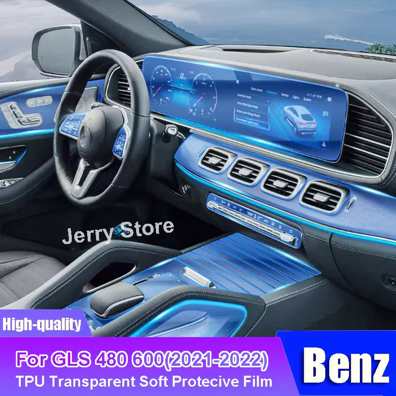 

For Benz GLS 480 600 2021-2022 Car Interior Center Console Transparent TPU Film Protective Anti-scratch Car Sticker Accessories