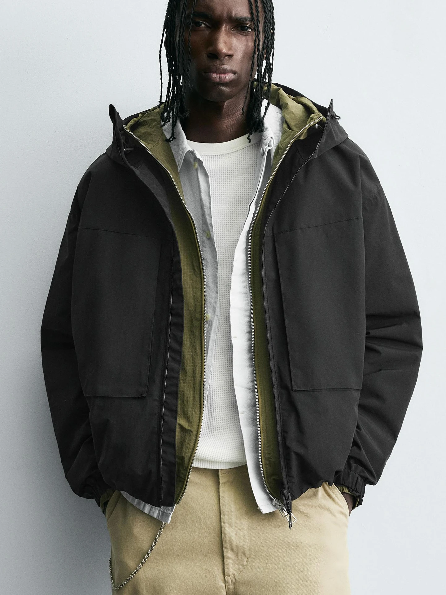 

Fall 2025 Men's Warm Tech Fabric Jaet Workwear Fce Lined Patchwork New Arrival Loose Fit Polyester Long Sve Zipper Cl...