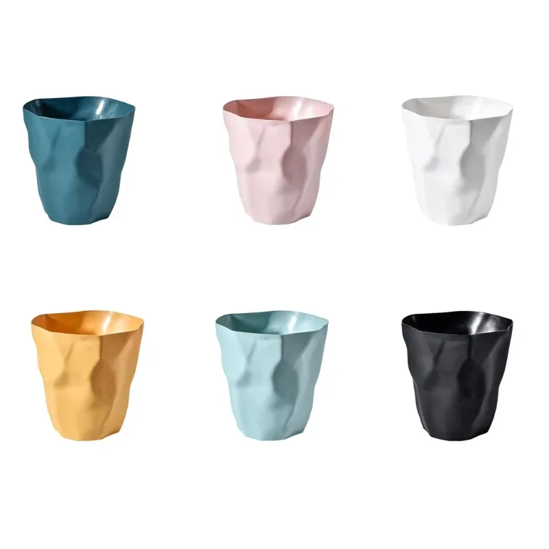 

Nordic Style Irregular Trash Can Modern Solid Color Plastic Garbage Rubbish Bin Food Waste Basket Basin Bucket Flower Pot Decor