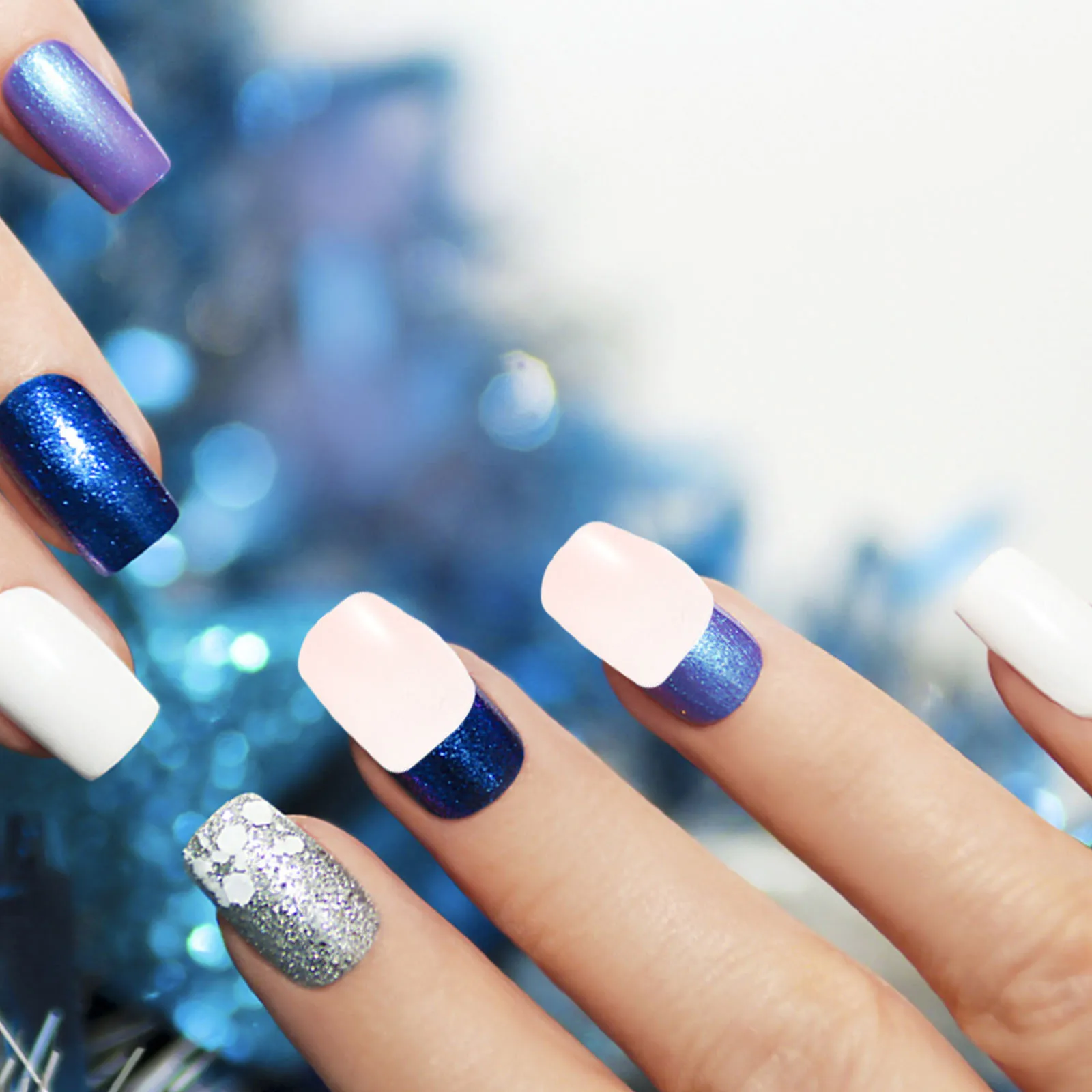 

12Sets Short Fake Nails Square Press on False Nail Tips Durable Manicure Supplies for Women Wedding Birthday Press on Nails