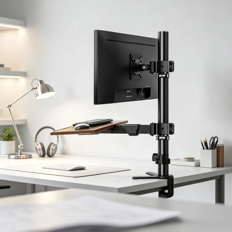 Industrial Equipment Machine Tool Monitor Holder Arm Computer Screen Holder With Keyboard Mouse Holder No Punching Clip Table