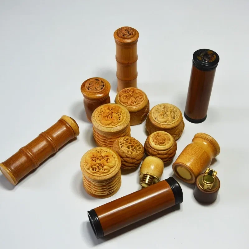Bamboo carving insect jar bamboo carving incense tube sachet small pendant trinket bamboo lighter