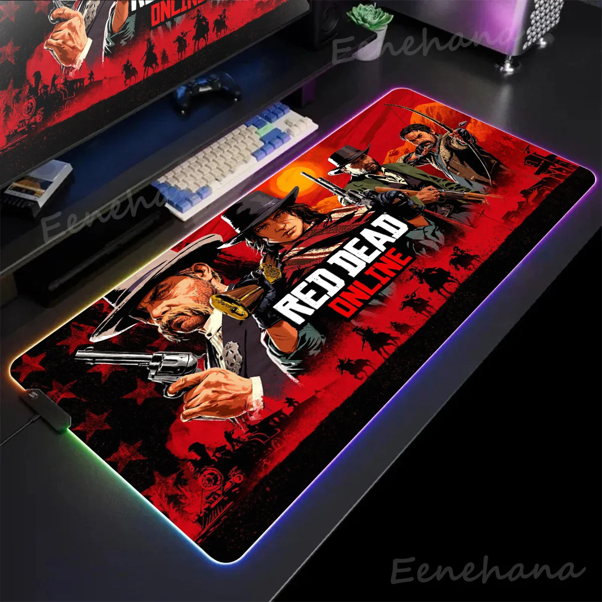 

RGB Luminous Mousepad Red Dead Redemption Mouse Pad Thickened Large Table Pads Encrypted Anti Skid Super Large Rubber Mouse Pad