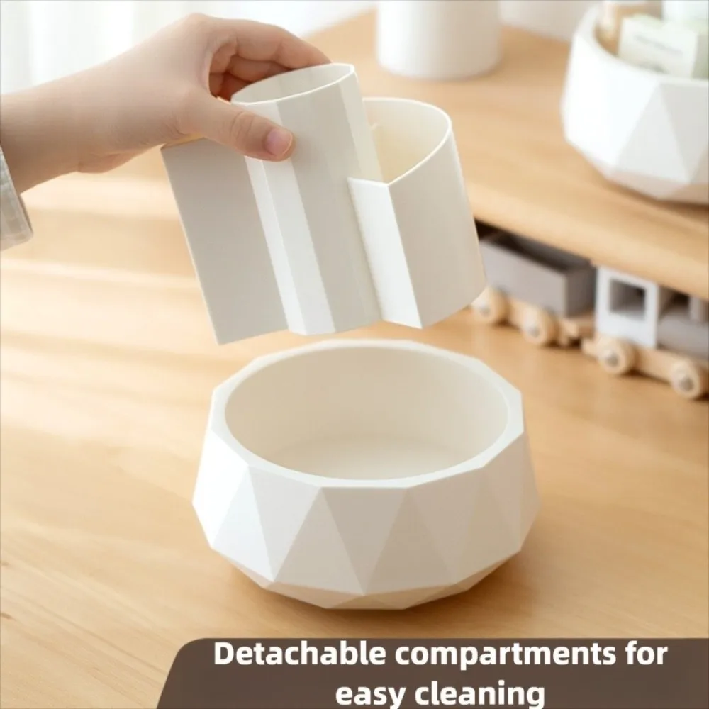 4-Grid 360° Rotating Pen Holder Large Capacity Pen Stand Pencil Storage Box Dust-proof Stationery Makeup Brush Organizer