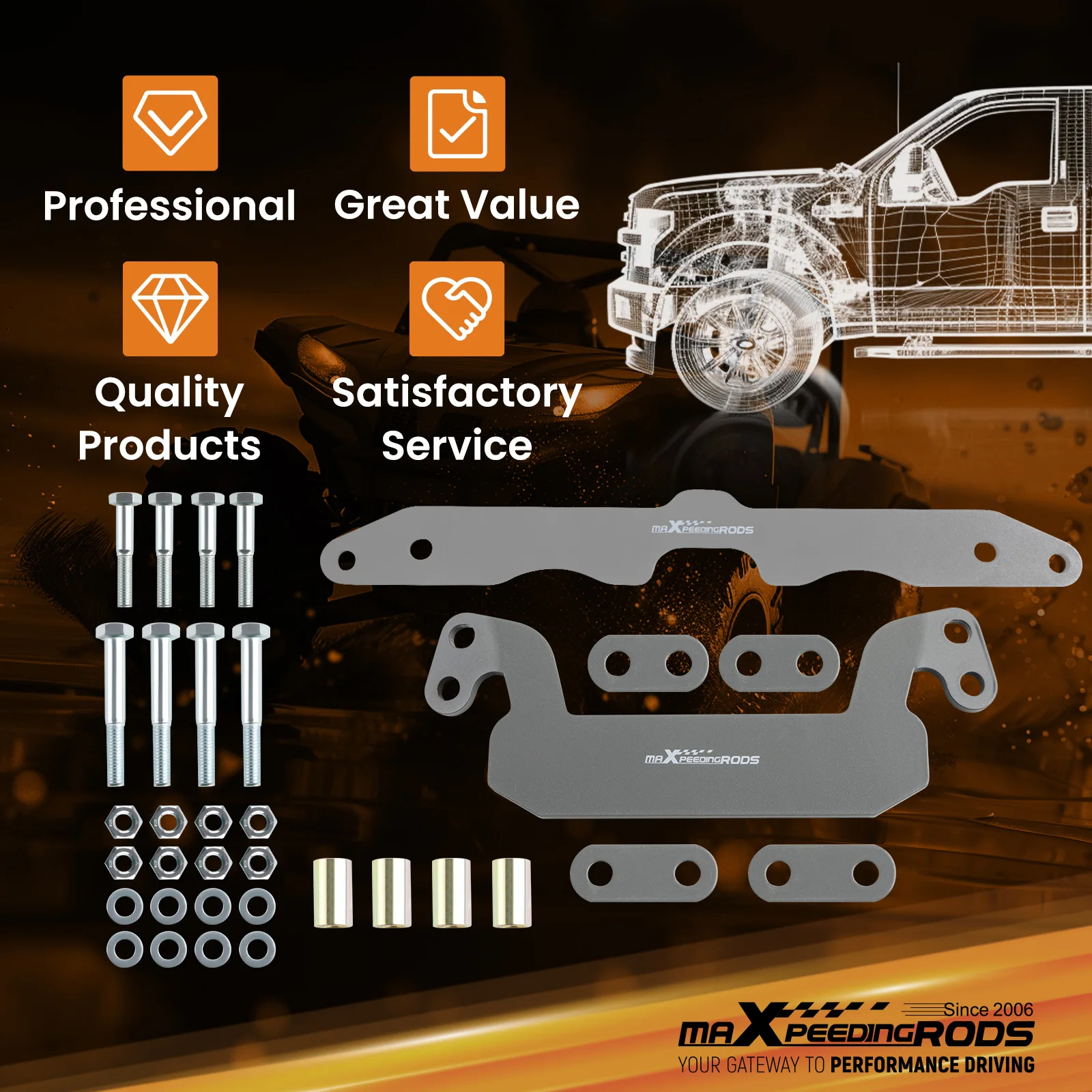 Front & Rear 2 inch Lift Kit for Yamaha Kodiak 700 SE EPS 2016-2024 Steel