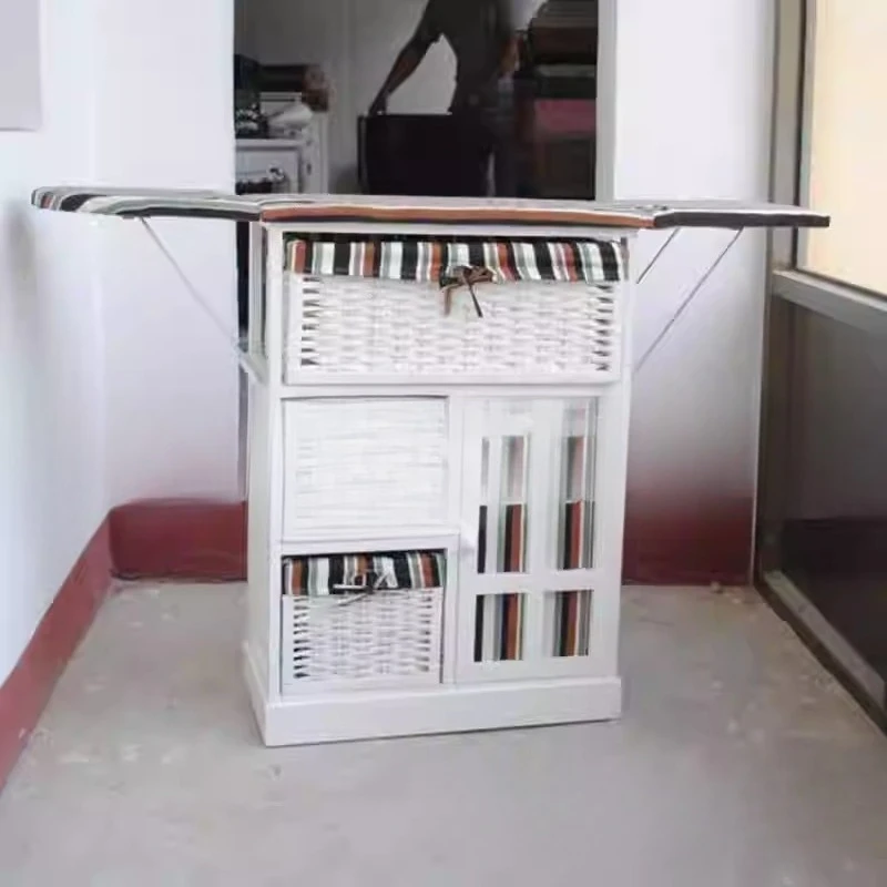 

Multifunctional solid wood ironing wardrobe, simple folding ironing board for home use, storage cabinet with door