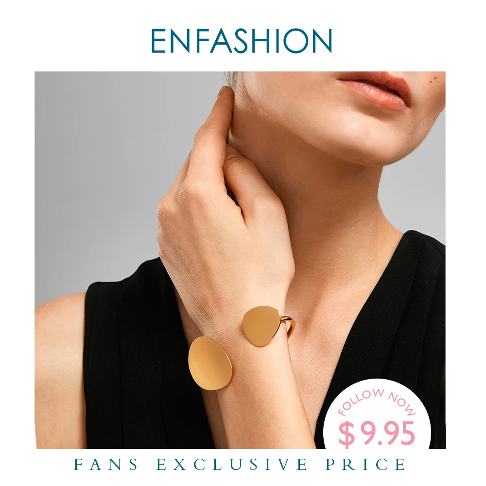 Enfashion Flower Petals Cuff Bracelet Manchette Gold color Stainless Steel Bangle Bracelet For Women Bracelets Bangles Pulseiras