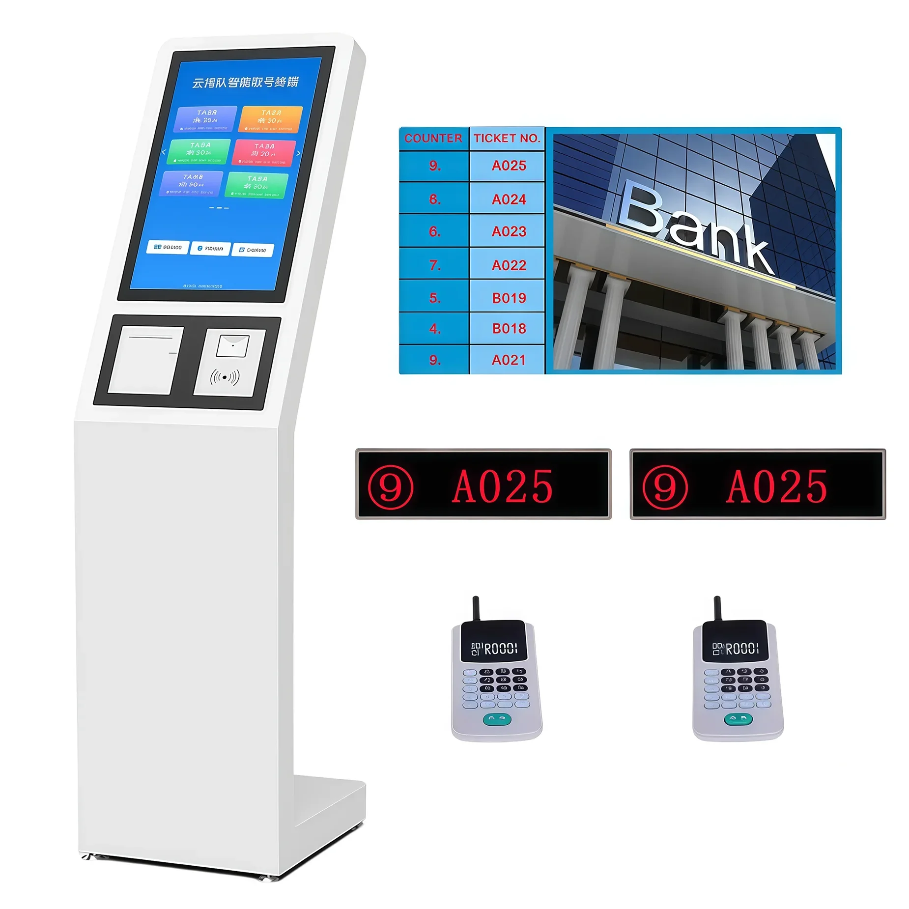 

Electronic Queue Management System Touch Kiosk for Bank Queue Management Equipment System Ticket Dispenser