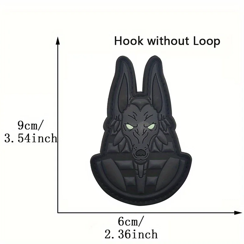 Luminous Anubis Patch, PVC Hook & Loop Velcro for Easy Attachment to Bags, Vests, Clothing Tactical Molle Bags Glow-in-the-Dark