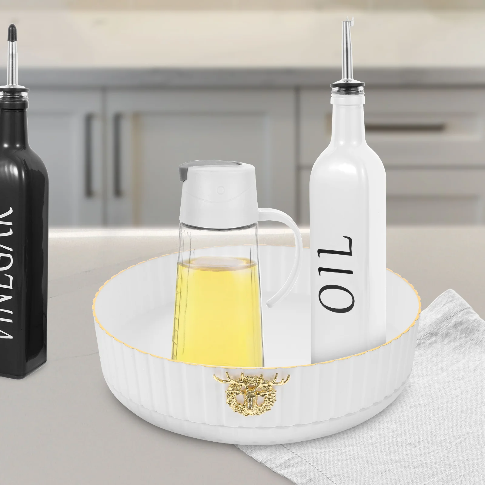 

Rotatable Spice Rack Turntable Organizer For Kitchen Condiment Storage Multifunctional Countertop Home Decorative Stand