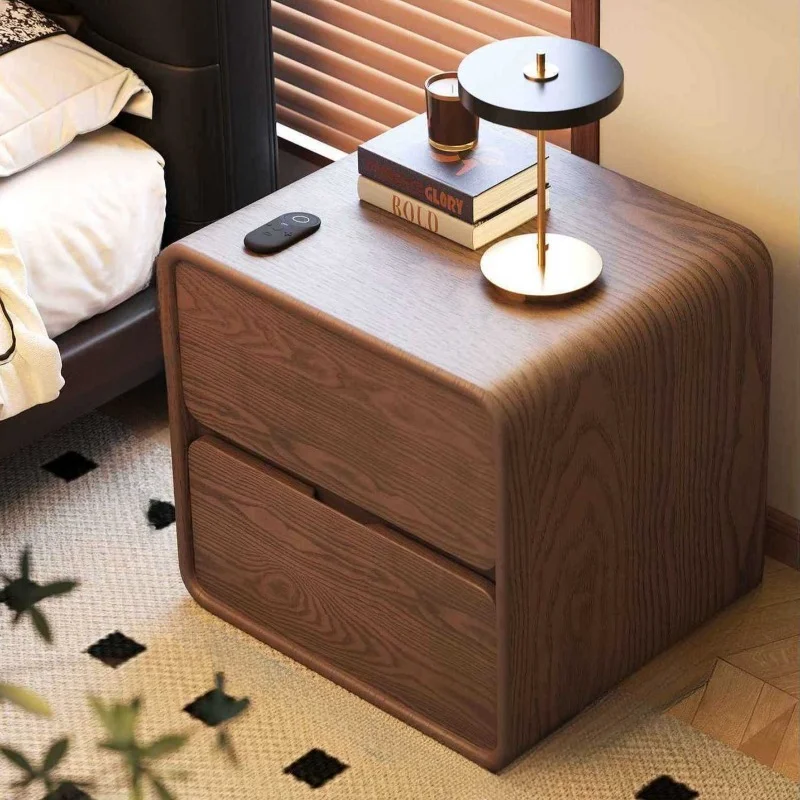 

Two-Drawer Storage Cabinet with Round Edge, Cream Minimalist Bedside Nightstand - Space-Saving Compact Organizer for Bedroom