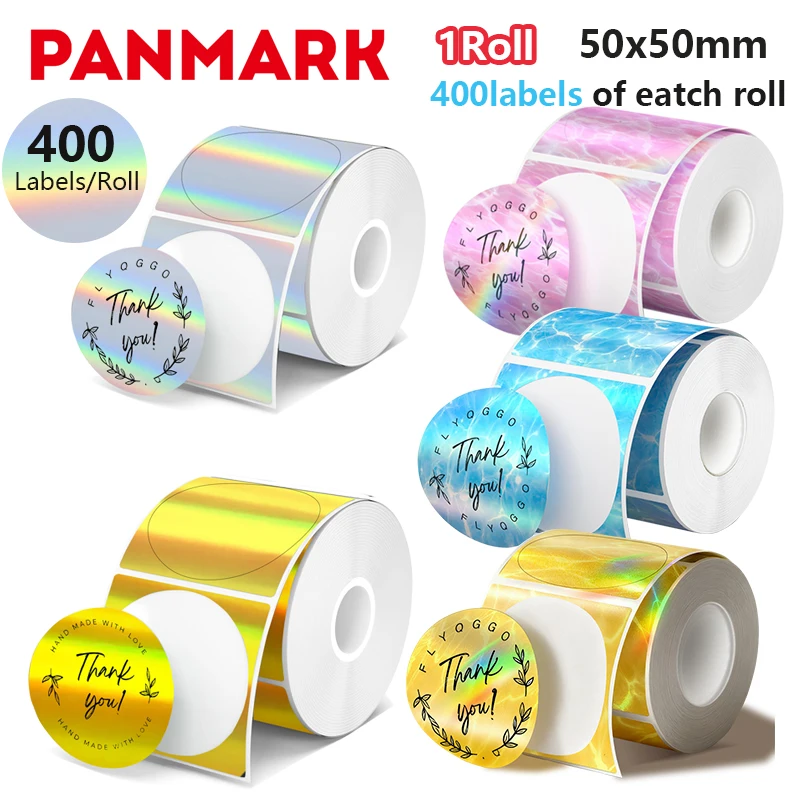 1 рулон подходит для MUNBYN 2 "круглые голографические термонаклейки для этикеток розовые самоклеящиеся радужные блестящие наклейки для термопринтера