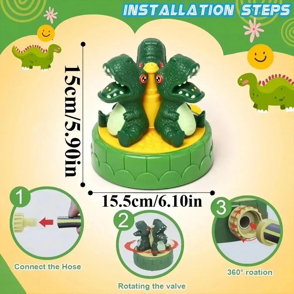 Dinosaur Water Sprinkler for Kids Toddler Outdoor Water Toys for Lawn Backyard Garden Game Pet Attached to Garden Hose