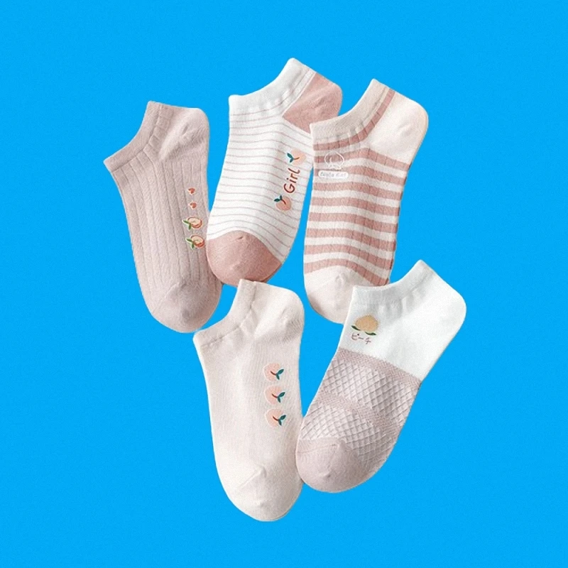 5/10 Pairs High Quality Casual Boat Socks Pink Women's Socks Shallow Mouth Casual Socks Summer Thin Cute Low-top Short Socks