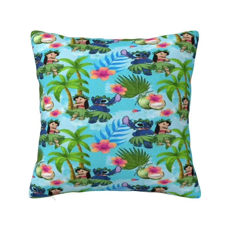 Funda de cojín personalizada de estilo nórdico Stitch Lilo Friends Anime 40x40cm funda de almohada de poliéster para sofá funda de almohada cuadrada