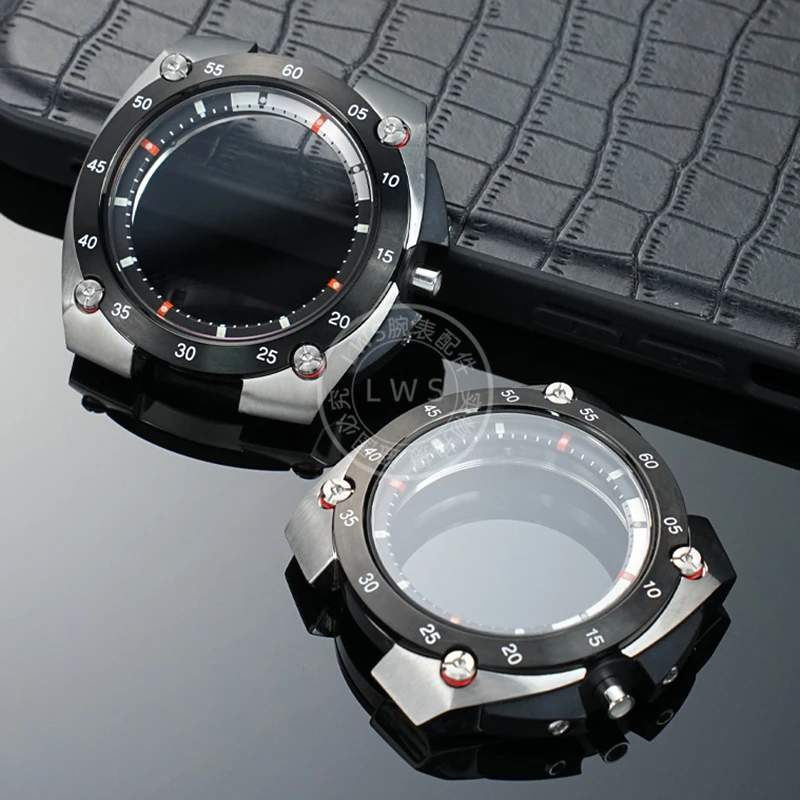 Accesorios de modificación de caja DIY para reloj SEIKO, modificación de caja de acero inoxidable, anillo de escala negra, accesorios de reloj para hombre