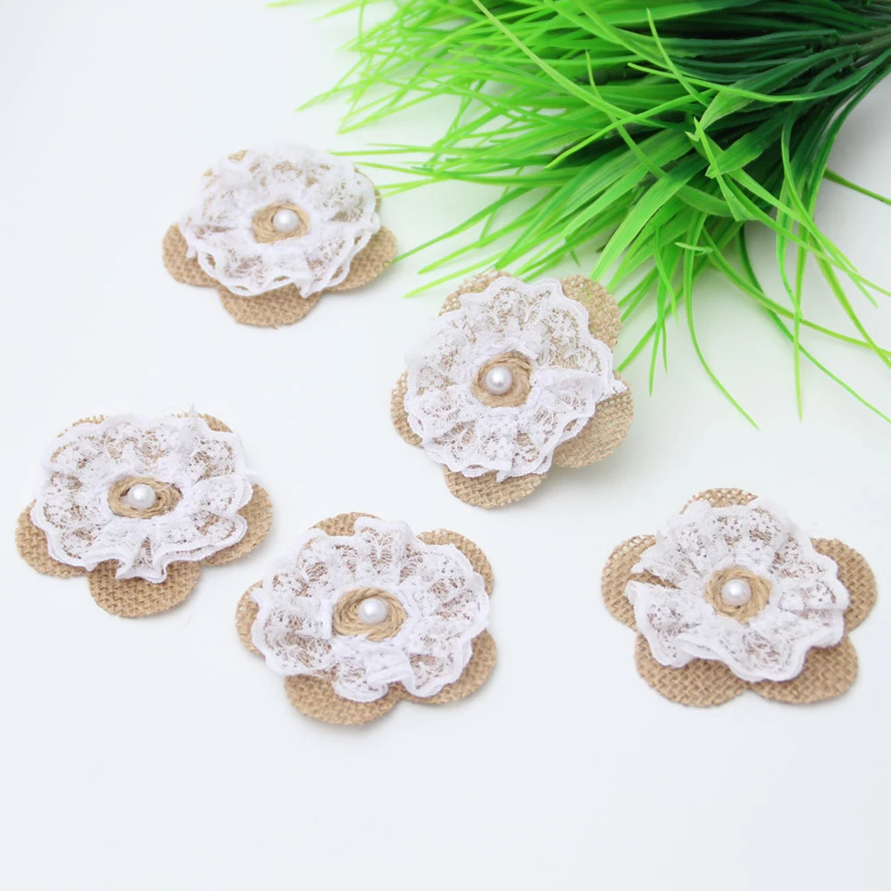 

20Pcs Jute Burlap Flowers For Wedding Party Decorations Diy Sewing Fabric Craft Making Supplies