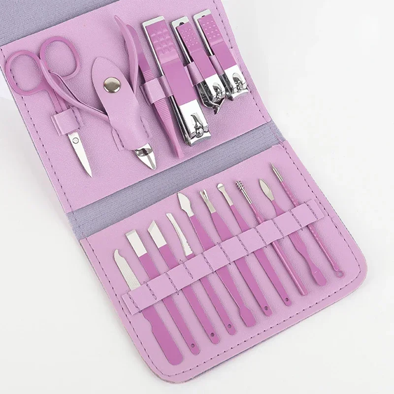 

16 PCS Manicure Set Stainless Steel Professional Pedicure Set Nail Clippers Beauty Set with Purple Leather Travel Case