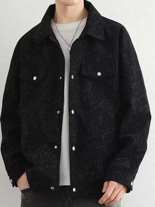 

Повседневная рабочая одежда American Sle Jaet, мужская весенне-осенняя новая трендовая брендовая вельветовая одежда с воротником-стойкой, свободная ретро-тяжелая Du Cool J...