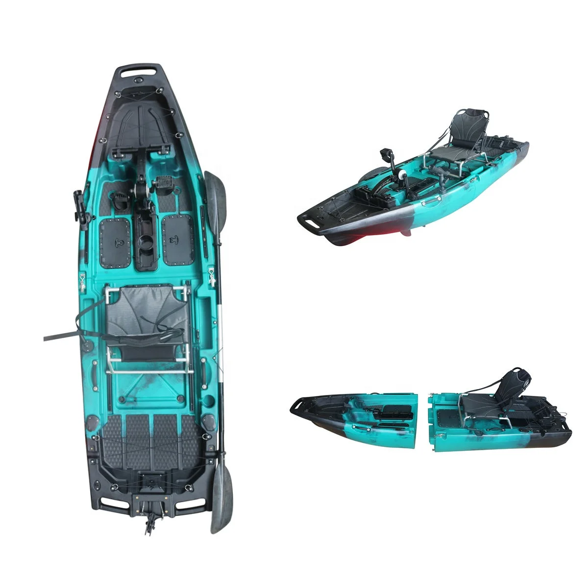 9.5FT Modular Fishing Kayak Single Sit On Top 2 Piece Section Professional On Fishing Lldpe Plastic Pedal Drive Boat