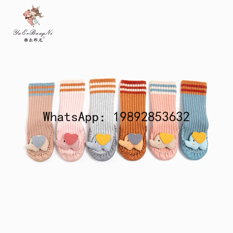 New Baby Shoes and Socks Soft Bottom Cartoon Floor Socks Baby Walking Socks Children's Long Tube Socks