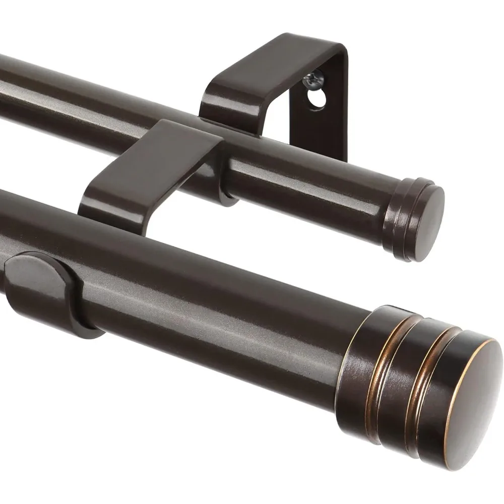 

Double Curtain Rod 72 to 144 Inches Heavy Duty Drapery Pole with Classic Finial Bronze