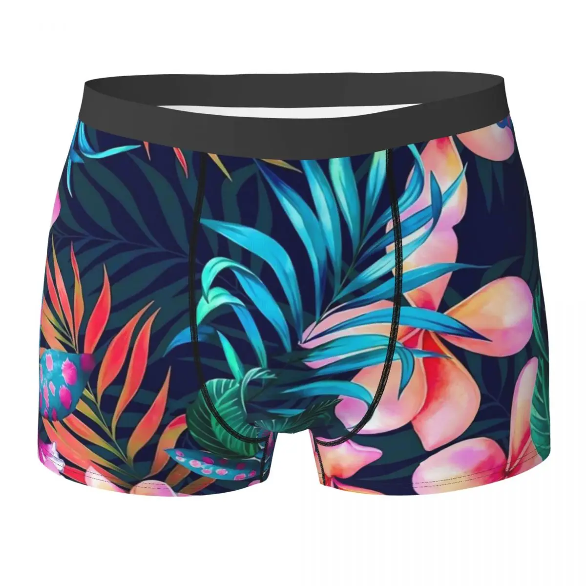 Tropical Floral Underwear Deep Jungle Flowers Plain Underpants Printing Boxer Brief 3D Pouch Males Large Size Boxershorts