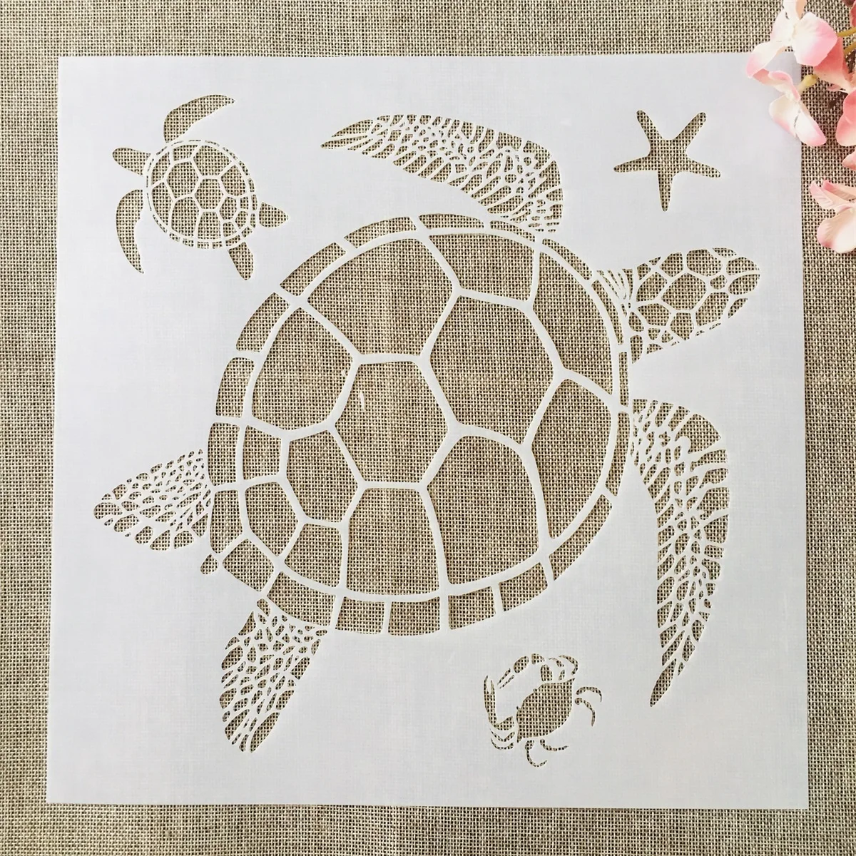 30*30cm Sea Marine Turtle DIY Layering Stencils Wall Painting Scrapbook Coloring Embossing Album Decorative Template