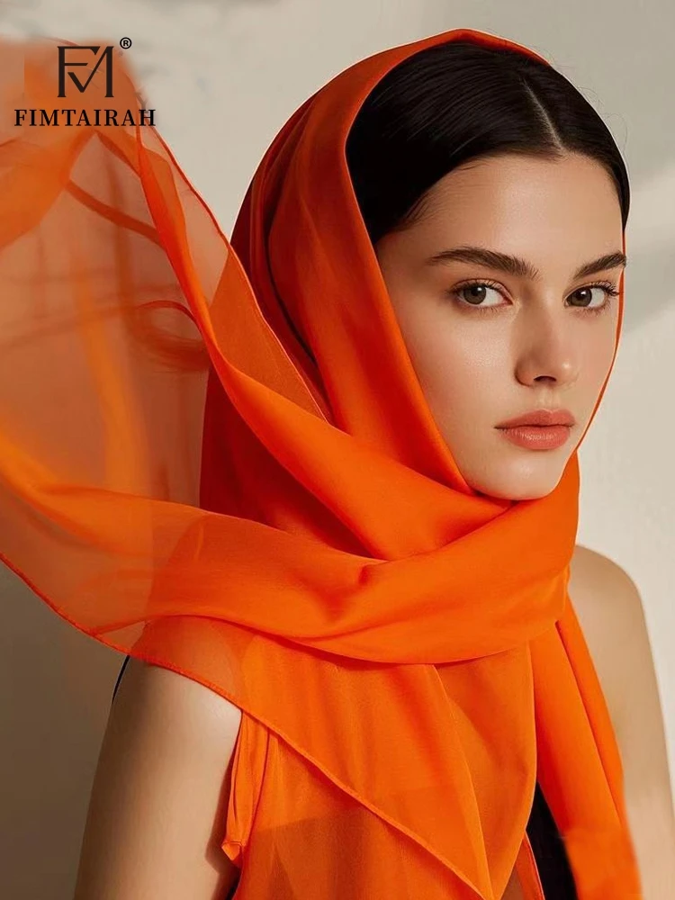 

Шелковый платок Fimtairah, 100% шелк, однотонный, новый цвет, хиджаб, головной убор, весна-лето, тонкий, для путешествий, повседневный, элегантный, шаль, 180-110 см