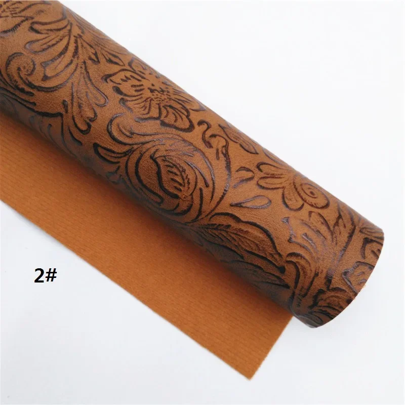 Flowers Wave Embossed Synthetic Leather Fabric Sheets Smooth Tiger Pattern Faux Leather Suede DIY Craft Sheets Mini Rolls W319