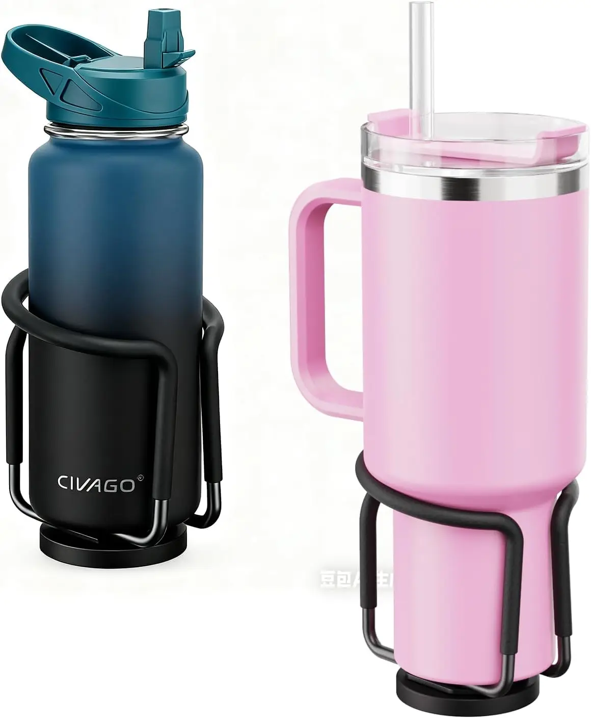 

2PK Strong Rubber Coated Magnetic Mount Bottle Caddy, Magnet Cup Holder for Tractor Truck Forklifts Mower Boat on Metal Surface