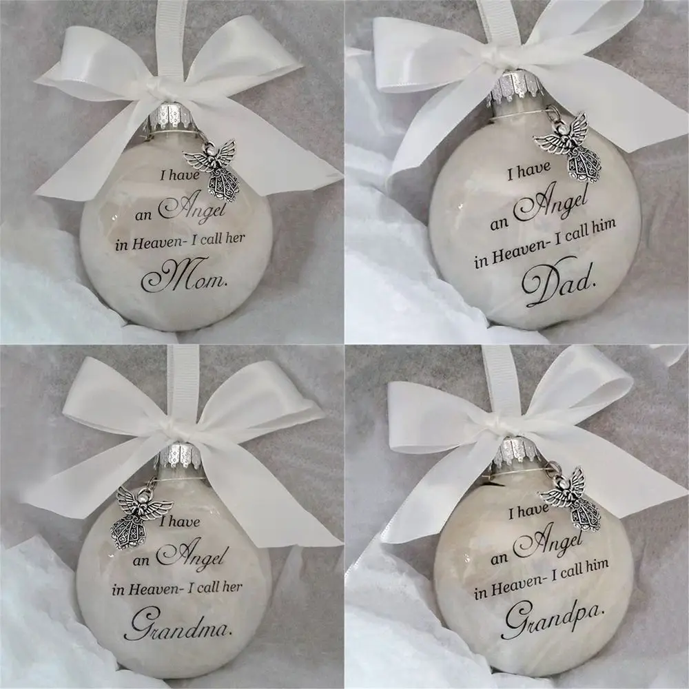 Home Decoration Angel In Heaven Xmas Hanging Ornament Feather Ball Memorial Ornament Family Pendant