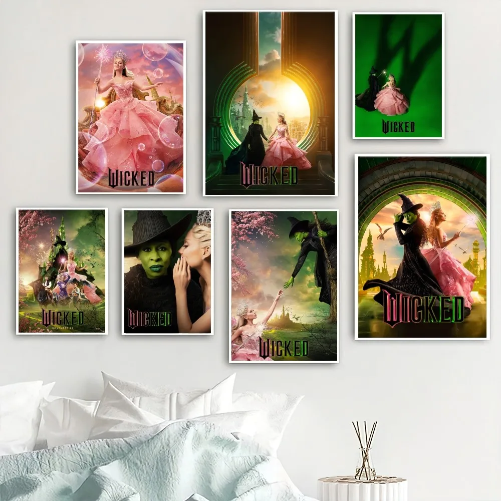 Movie W-Wicked 2024 Poster Home Room Decor Livingroom Bedroom Aesthetic Art Wall Painting Stickers