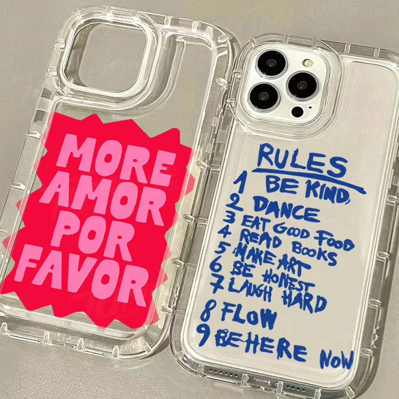 Colorful More Amor Por Favor Case For iPhone 16 15 14 13 12 11 Pro Max XS X XR 8 7 Plus SE 2020 Shockproof Clear Silicone Cover