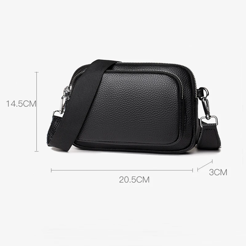 New Ladies Genuine Leather Bag Solid Multi-layered Female Shoulder Bags Fashion High Quality Women Crossbody Small Square Bag