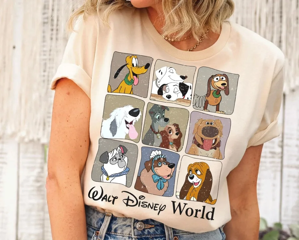الرجعية ديزني جوفي بلوتو البلوز ديزني الكلب عشاق تي شيرت ديزني الأسرة مطابقة المحملة ديزني لاند رحلة قميص #2