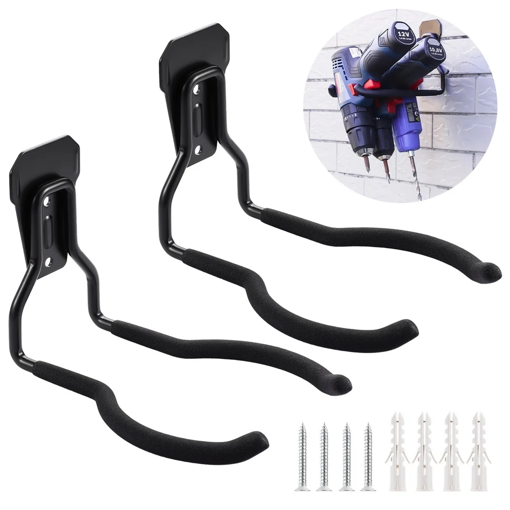 2Pcs Black Garden Power Tool Hangers Weed Eater Hangers With Screws String Trimmer Racks Lawnmower Wall Hangers Garage Wall Hook