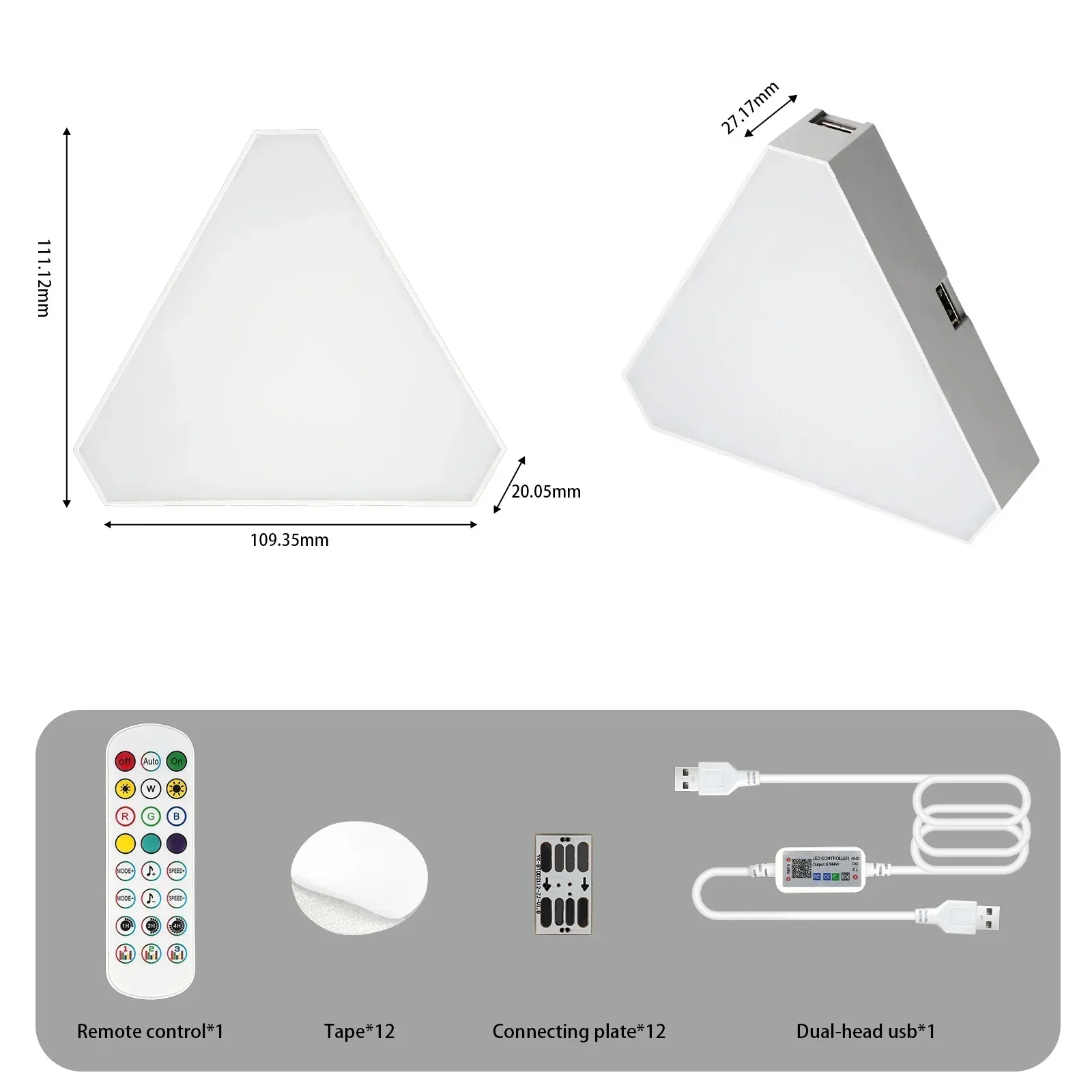 12 pezzi 5V Bluetooth LED Triangolo Quantum Atmosphere Lights Lampade da parete RGB intelligenti Controllo APP per giochi, camera da letto e decorazioni per la casa
