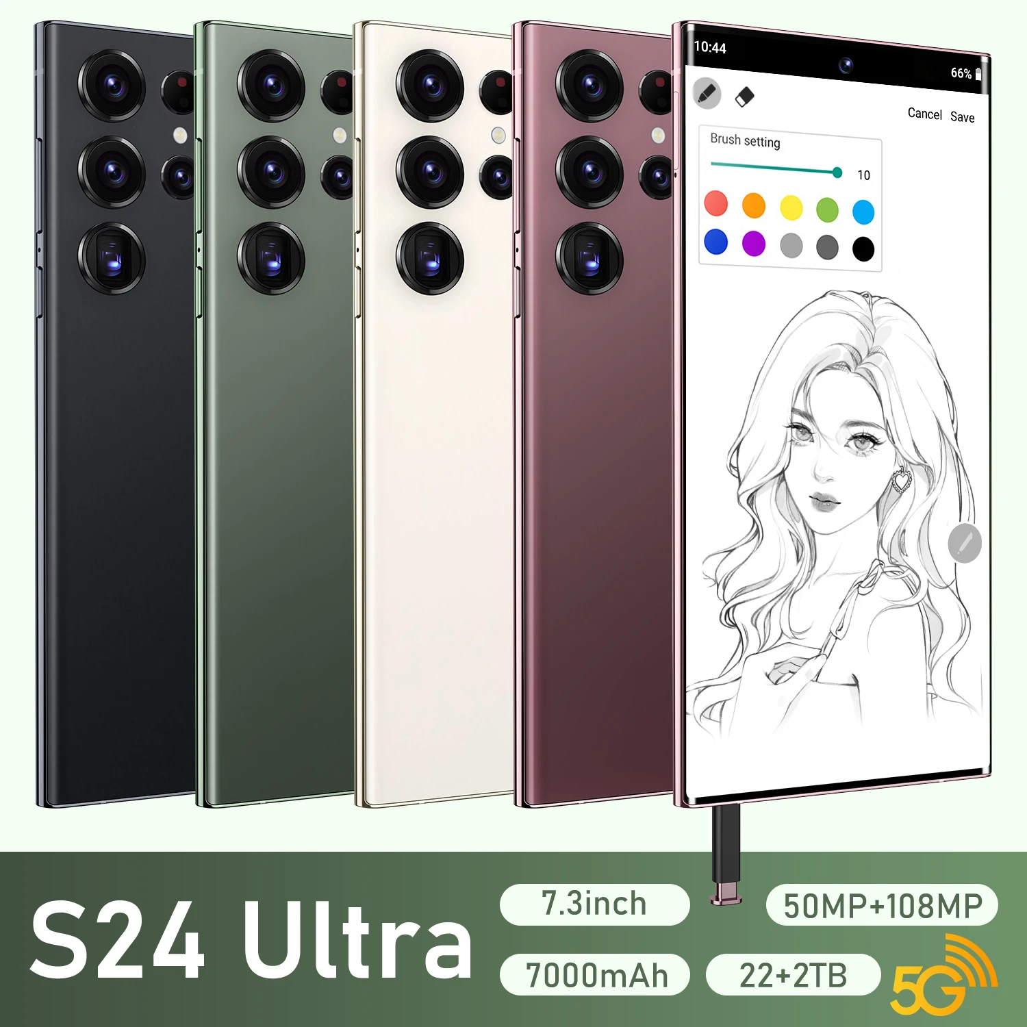 new models S24 Ultra  smartphone 22G+2T 5G dual SIM card 7.3-inch smartphone Android 13 Camera 50MP+108MP Fingerprint unlock