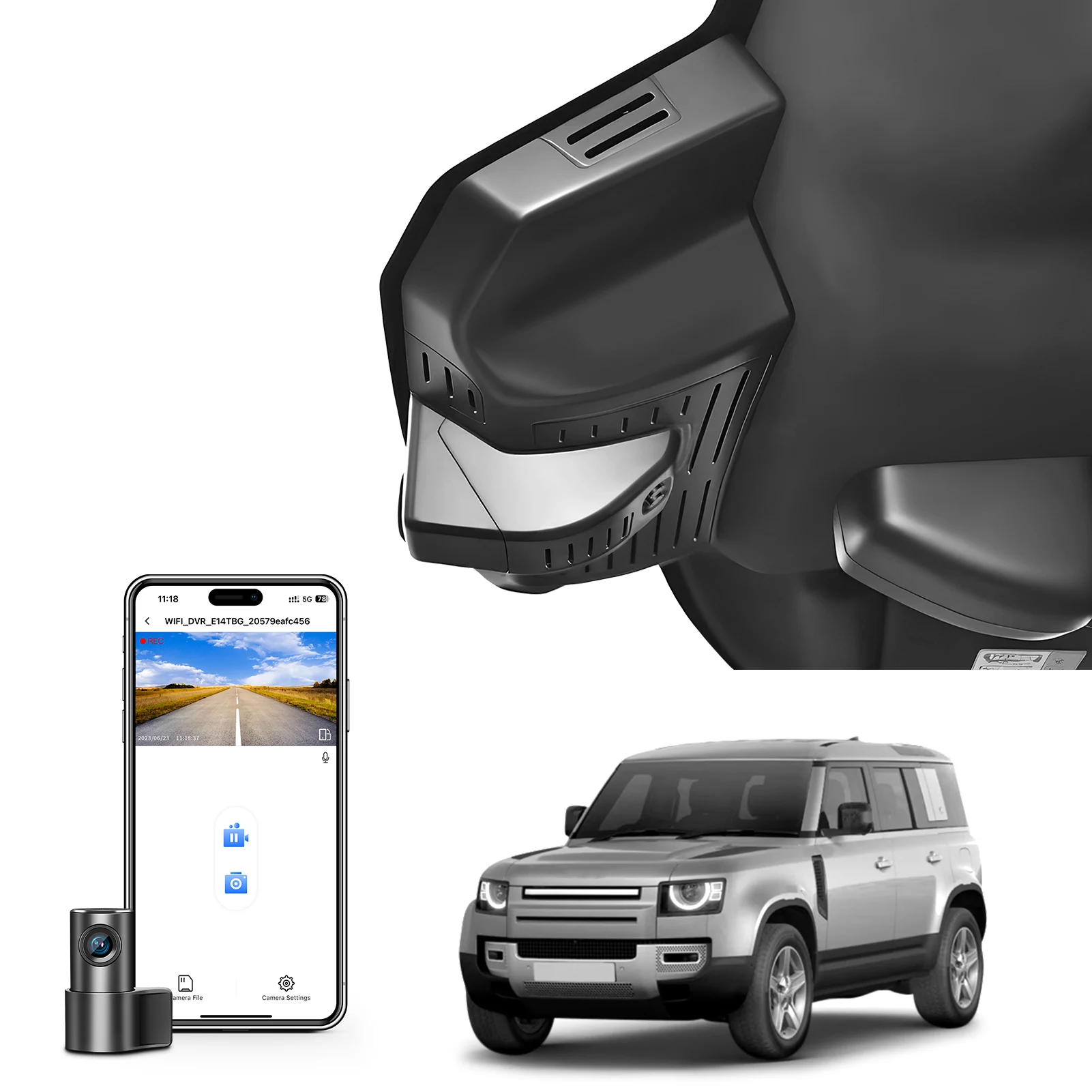Câmera DVR 4K para Carro, Dash Cam para Land Rover Defender 110 90 130 P300 P500 P525 P635, Gravador de Câmera para Carro 2020-2026 com WiFi, App e GPS