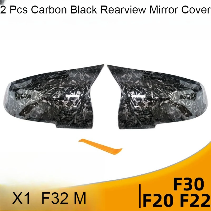 

2 Pcs Carbon Black Rearview Mirror Cover ABS Modified Rearview Mirror cover fit for BMW seris X1 F20 F22 F30 F32 M Forged design