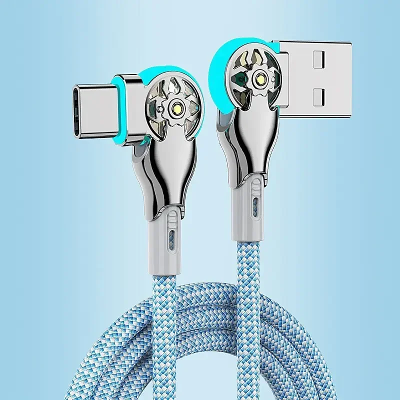 Fast Charging 180 Degree Rotation Cable Alloy Micro Type C Data Cable for Huawei Samsung Xiaomi Braided Phone Charger Accessory