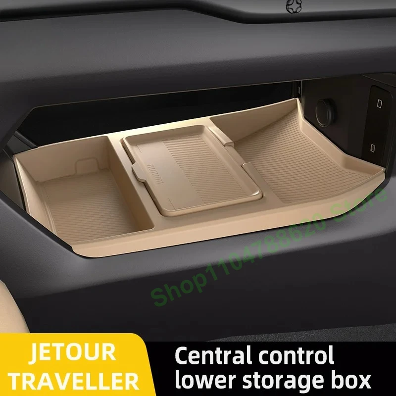 

For JETOUR Traveler‌ T2 2024 2025 Car Center Armrest Hidden Silicone Storage Box Anti-slip Cup Holder Organizer Accessories