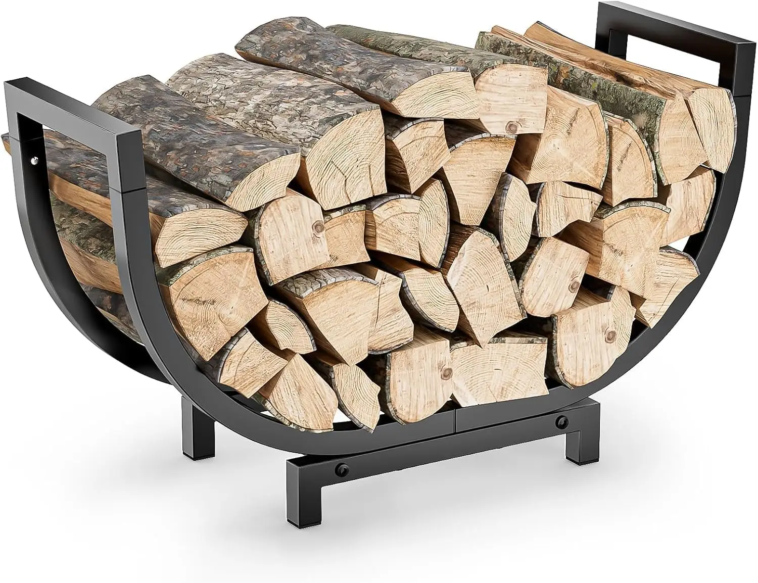 Decorative Heavy Duty Firewood Storage Log Rack Wood Holder Indoor Outdoor Black Firewood Storage