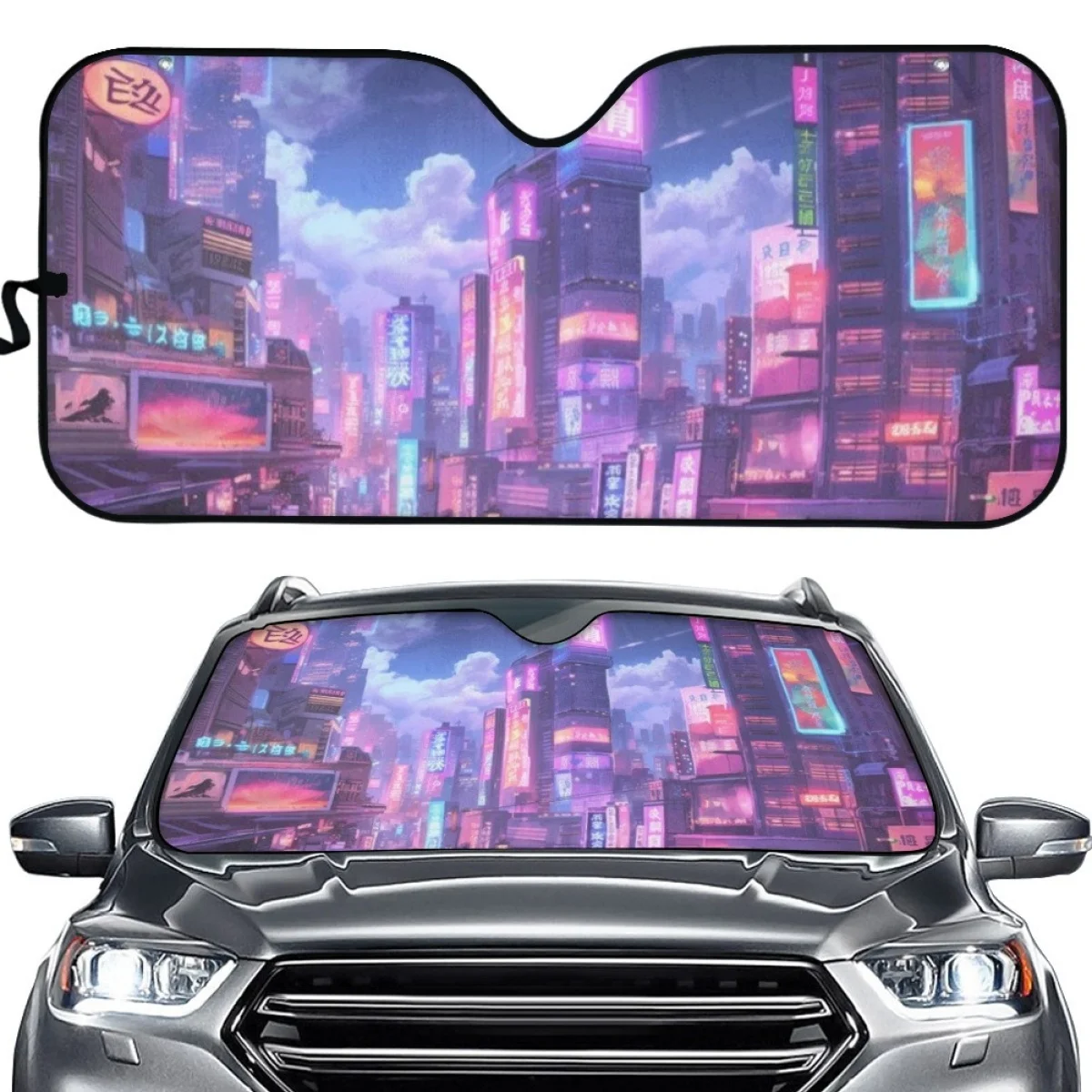 Car Sun Shade Gradient Color Loneliness City for Woman Men Comfort Material High Quality Washable Windshield Covers Brand Design