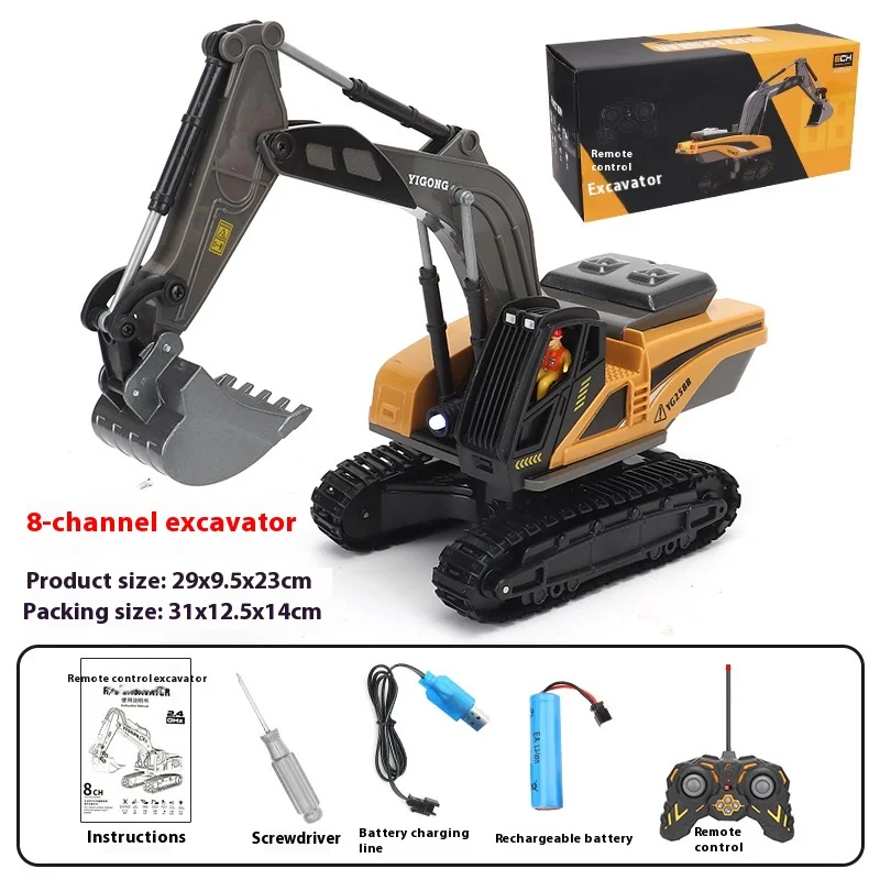 Gratis verzending afstandsbediening graafmachine legering afstandsbediening voertuig graafmachine techniek voertuig speelgoed opladen model grensoverschrijdend