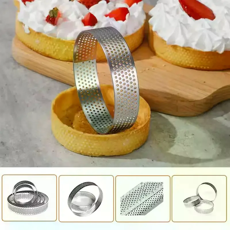 【Neu】 5/6/7/8 cm klassische Mousse-Ring-Kuchenform aus Edelstahl 304 mit Loch, Tortenboden, Turm, Obstkuchen, Quiches, Backwerkzeug