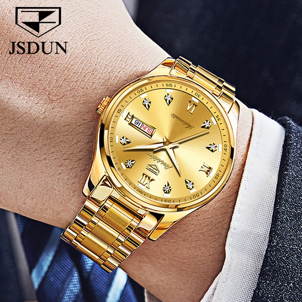 JSDUN Casual Simple Automatic Mechanical Watches for Men Waterproof Stainless Steel Wrist Watch Men Original Classic Men Watch